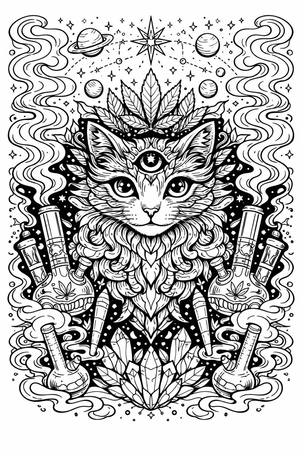 “Psycho‑Kitty Visions” Adult Coloring Book